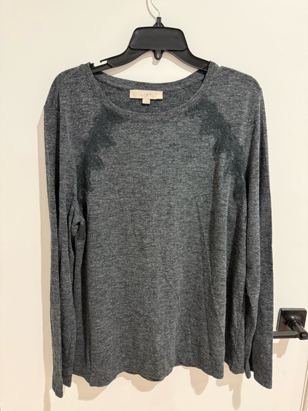 LOFT Charcoal Crewneck Knit Top